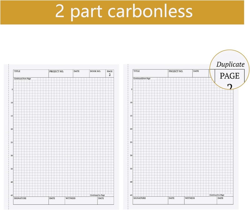 suituts 3 Pack Carbonless Chemistry Lab Notebook, 8.5X11 Inch Student Lab notebook with Duplicate/Numbered/Grid Pages, 25 Sets of Pages, Total 75 Sets (Kraft) - Image 3